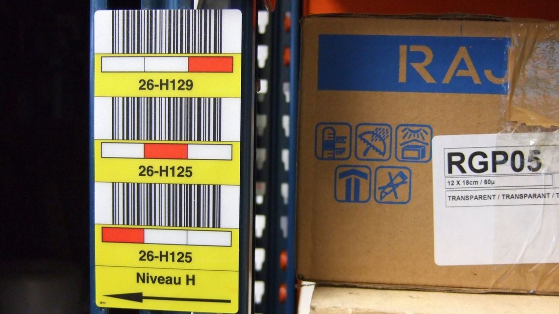 foto van inotec Barcode etiket stellingdoorgangen