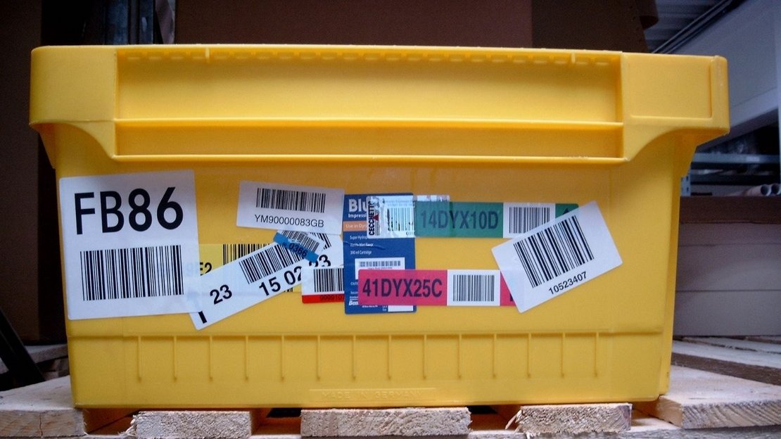 foto van inotec Barcode etiket container klantspecifiek